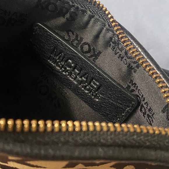 Michael Kors Monogram Logo Fabric Wristlet / Wallet - Brown / Gold - Picture 4 of 5